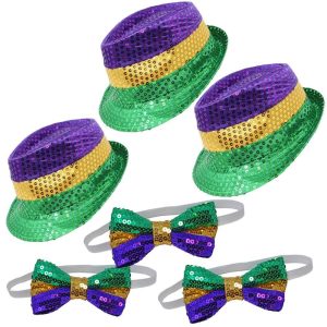 Mardi Gras Hats And Bow Ties Set