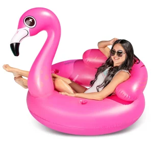 45in Pink Flamingo Inflatable Tube with 2 Cup Holders (7)