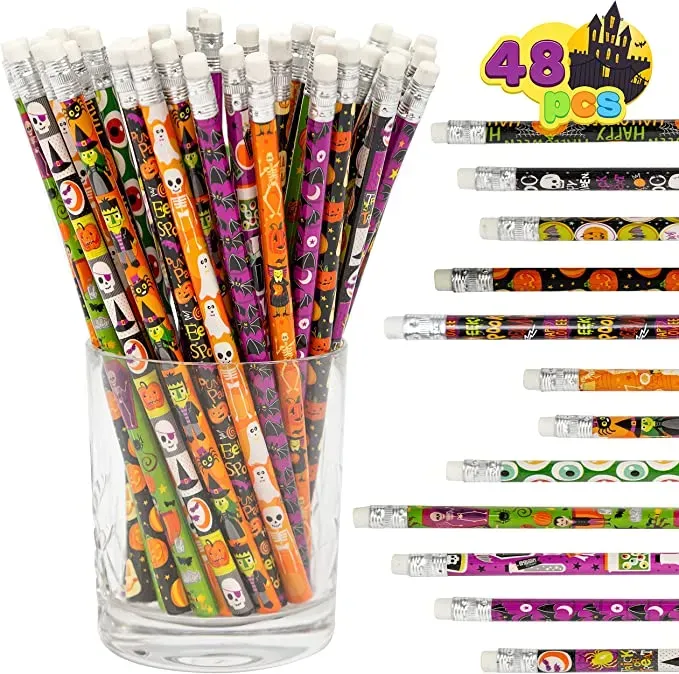 48 Pieces Holiday Themed Pencils with Eraser Colorful Pencils for Kids Assorted Patterns Wooden Pencils for Patriotic Easter Classroom Office School Party Favors Supplies Flag Style 12 Styles 