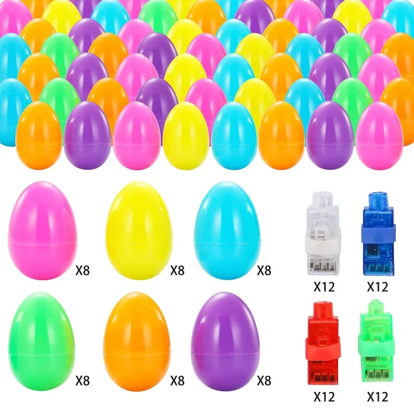 48Pcs Bright Finger Lights Prefilled Easter Eggs
