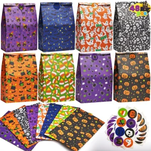 48Pcs Halloween Treat Bags With Stickers