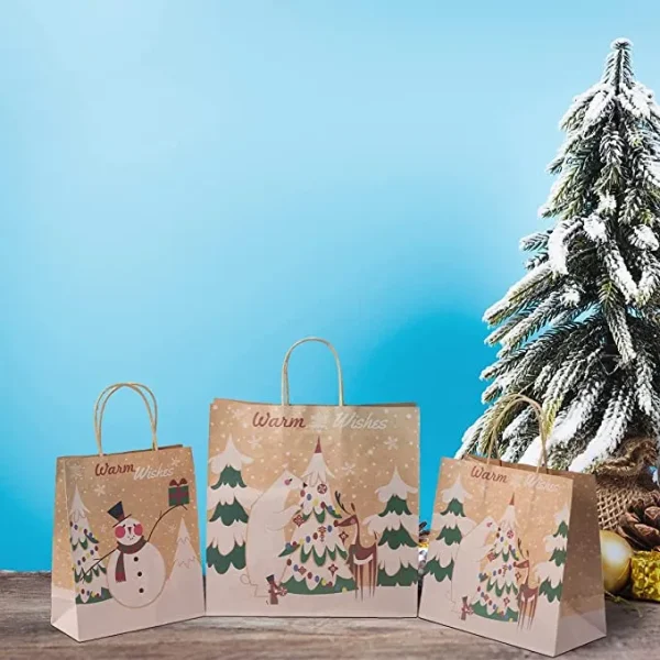 48pcs Assorted Prints Christmas Kraft Gift Bags
