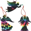 48pcs Rainbow Color Christmas Angel Scratch Ornaments