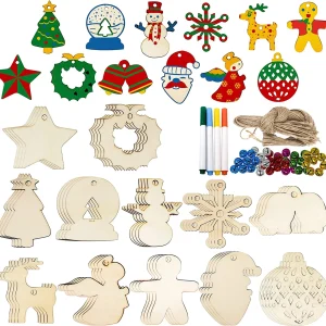 48pcs Christmas Wooden Ornament Craft Kit
