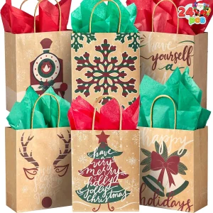 48pcs Christmas Kraft Gift Bag Paper