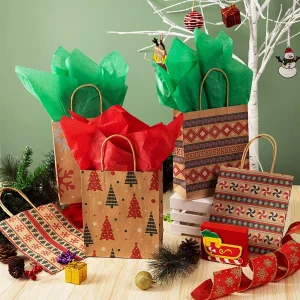48pcs Christmas Kraft Paper Gift Bags