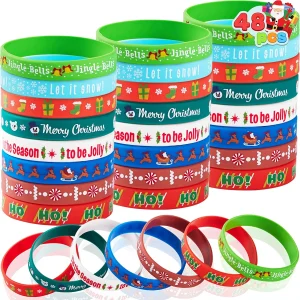 48pcs Christmas Rubber Wristbands