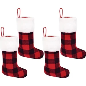 4Pcs Buffalo Plaid Christmas Stockings