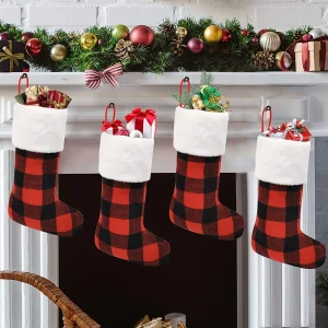 4Pcs Buffalo Plaid Christmas Stockings