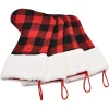 4pcs Red and Black buffalo Plaid Christmas Stockings 18in