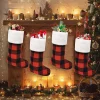 4pcs Red and Black buffalo Plaid Christmas Stockings 18in