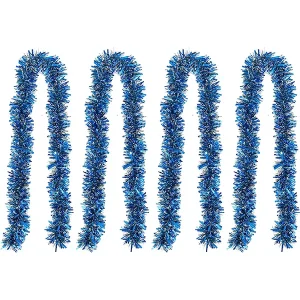 4Pcs Christmas Blue Sparkly Tinsel Garland 6.6ft