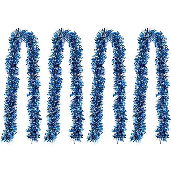 4pcs Sparkly Blue Tinsel Christmas Garland 6.6ft