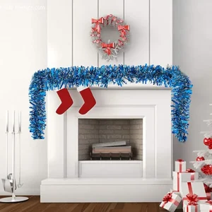 4Pcs Christmas Blue Sparkly Tinsel Garland 6.6ft