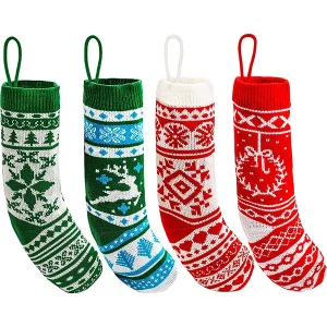 4 pack Knit Christmas Stockings 18in