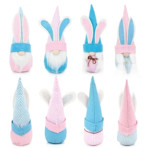 4Pcs Easter Gnome Gingham Color