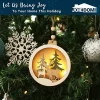4pcs LED Hanging Christmas Wooden Reindeer Ornament