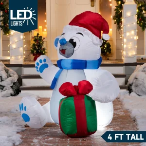 4ft LED Inflatable Polar Bear Christmas Yard Decorations