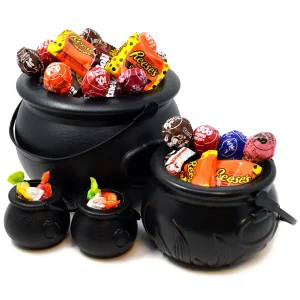 4pcs Black Cauldron Halloween Bucket with Handle