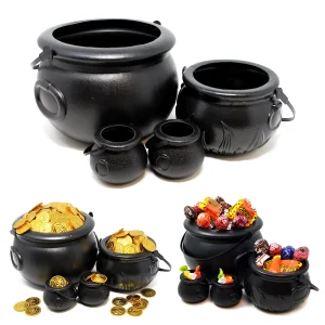 4pcs Black Cauldron Halloween Bucket with Handle