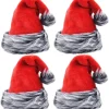 4pcs Christmas Velvet Red Plush Santa Hat