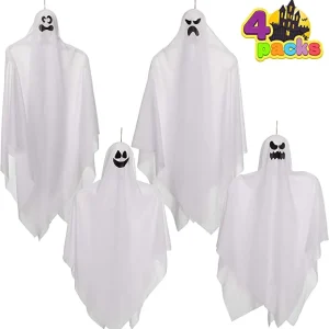 4pcs Hanging Ghost Decoration (2) 35.5in and (2) 27.5in
