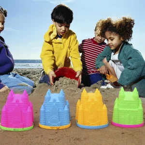 4pcs Sand Castles Beach Bucket Toys Set with Mesh Bag