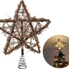 50 LED Rattan Star Christmas Tree Topper