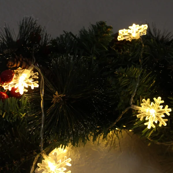 50 LED Warm White Snowflake String Fairy Lights 17.06ft