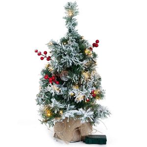 22″ Snow Flocked Prelit Table-top Christmas Tree