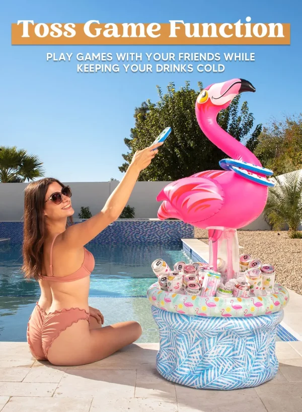 50in Pink Flamingo Inflatable Cooler