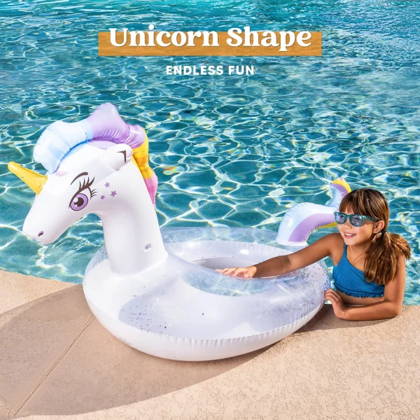 51in Inflatable Ride A Unicorn Pool Float with Glitters
