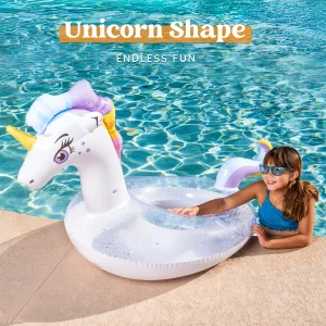 51in inflatable ride a unicorn costume Pool Float with Glitters