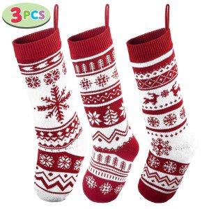 3 Pack 18″ Knit Christmas Stockings