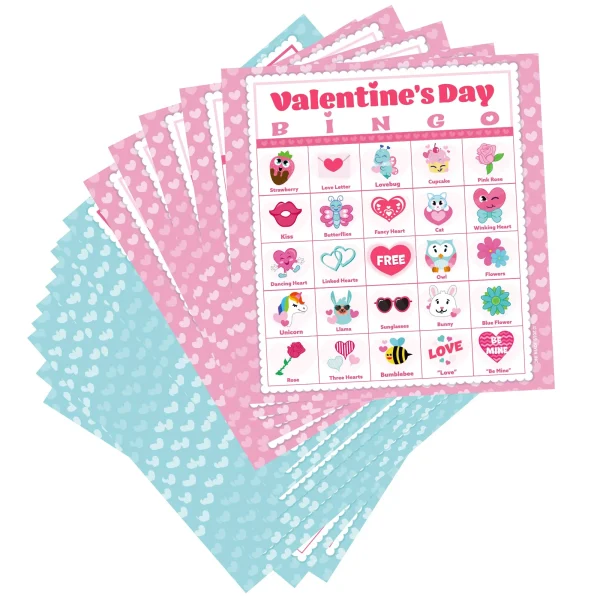 56Pcs Players Valentines Day Bingo Cards (5 x 5) For Kids