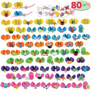 80pcs Easter Eggs with Novelty Toys and Stickers