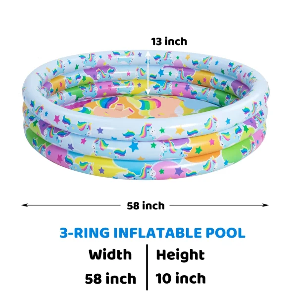 58in Unicorn Rainbow Inflatable Kiddie Pool