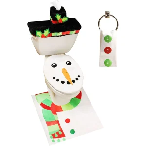 5Pcs Christmas Snowman Theme Bathroom Decoration Set