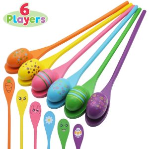 6pcs Assorted Color Easter Egg and Spoon Race Game Set