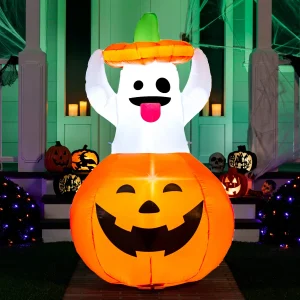 5ft Inflatable Ghost in Pumpkin Decoration