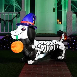 5ft Inflatable Skeleton Wiener Dog Decoration