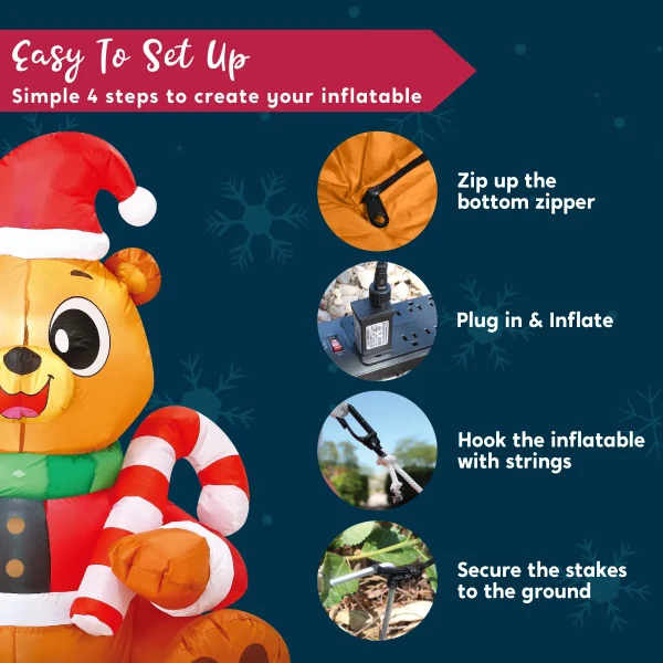 5ft LED Christmas Inflatable Brown Bear