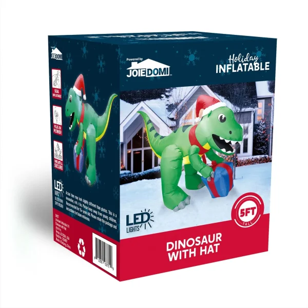 5ft LED Giant Christmas Inflatable Dinosaur