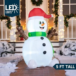 5ft LED Light up Big Snowman Blow up