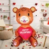 5ft LED Valentines Inflatable Baby Brown Bear with Heart