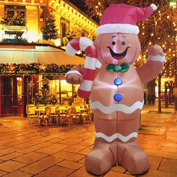5ft LED Yard Decoration Inflatable Gingerbread Man