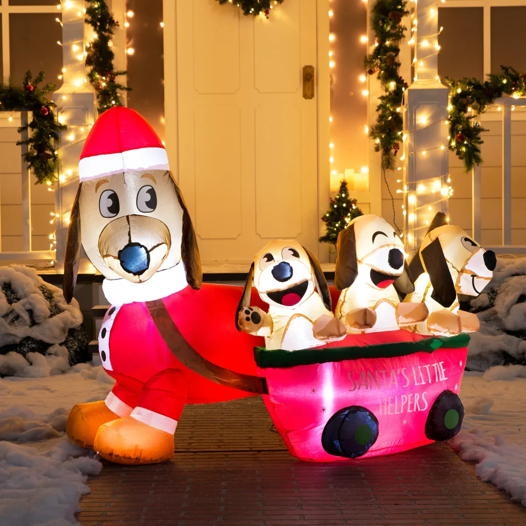 Inflatable christmas dog and puppies