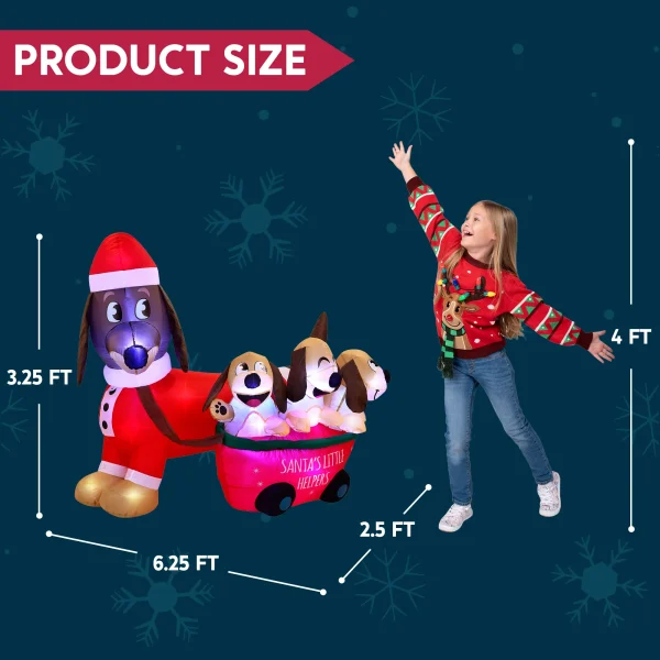 5ft Long LED Christmas Inflatable Puppy