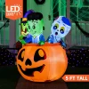 5ft Tall Three Characters on Pumpkin Inflatable