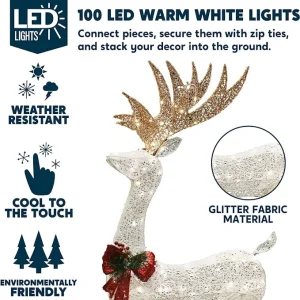 Christmas Tinsel Reindeer Buck LED Yard Light 5ft